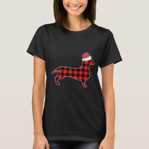 Camiseta Dachshund Decoraciones navideñas Red Plaid Buffalo