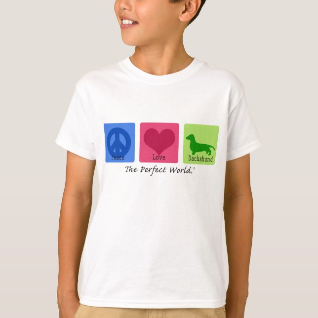 Camiseta Dachshund del amor de la paz (Anverso)