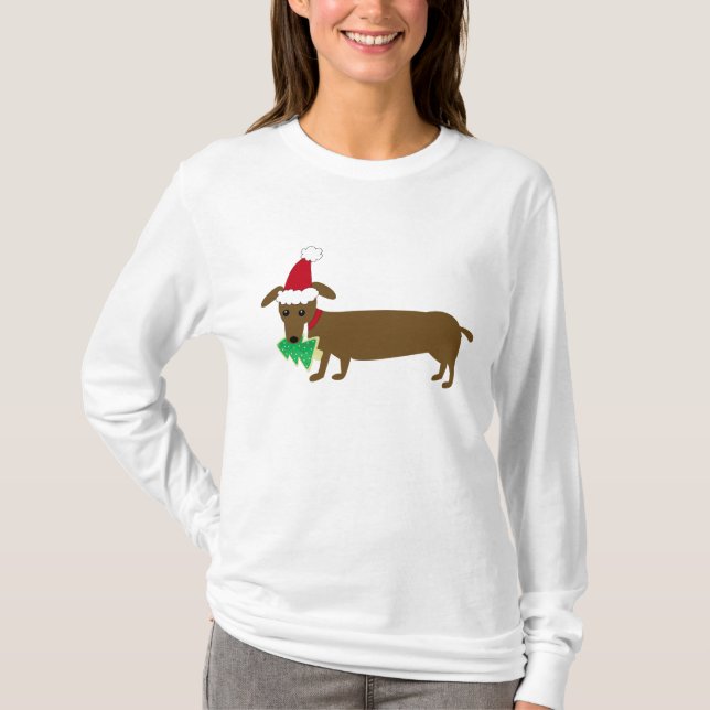 Camiseta Dachshund del navidad (Anverso)