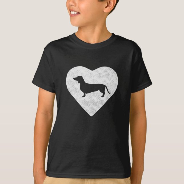 Camiseta Dachshund Día de San Valentín Heart Vintage (Anverso)