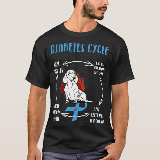 Camiseta Dachshund Diabetic Life Cycle Diabetes Consciente (Anverso)