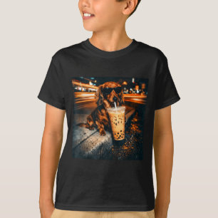 Camiseta Dachshund Divertido Bebiendo Café Helado Humor Ama