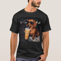 Dachshund Divertido Bebiendo Café Helado Perro Mem