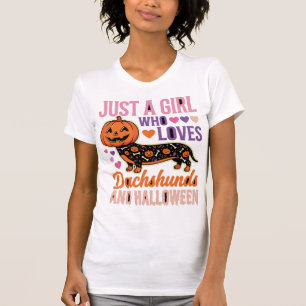 Camiseta Dachshund Divertido Calabaza de Halloween Amante d