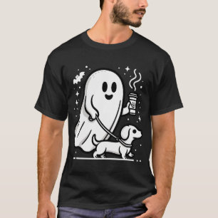 Camiseta Dachshund Divertido Fantasma Halloween Espeluznant