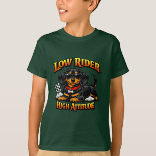 Camiseta Dachshund Divertido Low Rider Alta Actitud