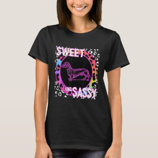 Camiseta Dachshund Dog 90s Nostalgia Rainbow Leopard Print