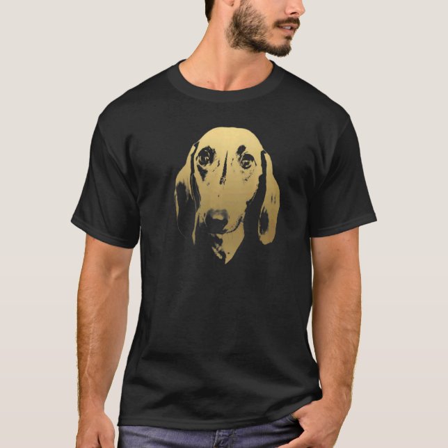 Camiseta Dachshund Dog Face Silhouette Minimalista (Anverso)