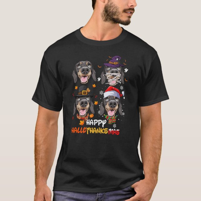 Camiseta Dachshund Dog Hallothanksmas Halloween Thanksgivin (Anverso)