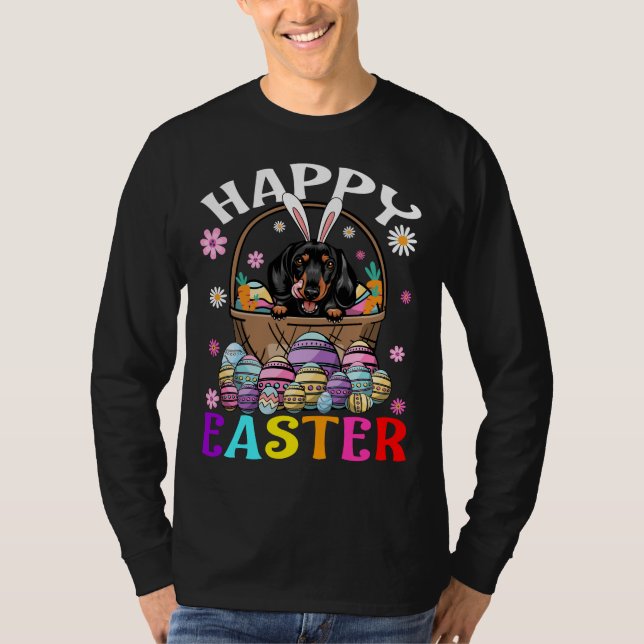 Camiseta Dachshund Dog Happy Easter Bunny Eggs Easter 1 (Anverso)