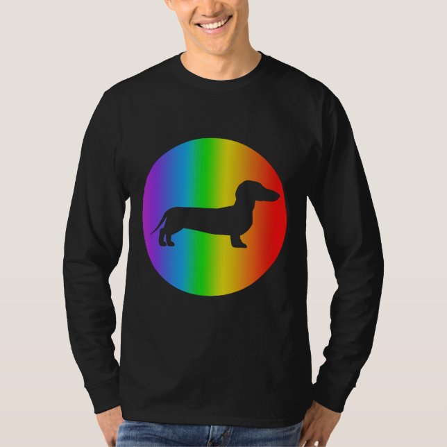 Camiseta Dachshund Dog Lover Rainbow Silhouette (Anverso)