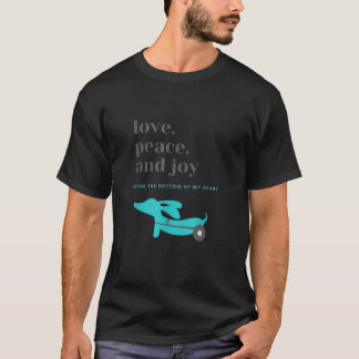 Camiseta Dachshund Dog Mom Dad Christmas Love Peace and Joy