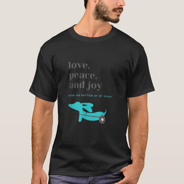 Camiseta Dachshund Dog Mom Dad Christmas Love Peace and Joy (Anverso)
