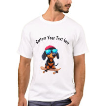 Dachshund Dog monta en patineta