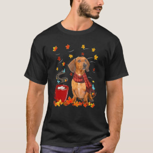 Camiseta Dachshund Dog Scarf Chocolate otoño