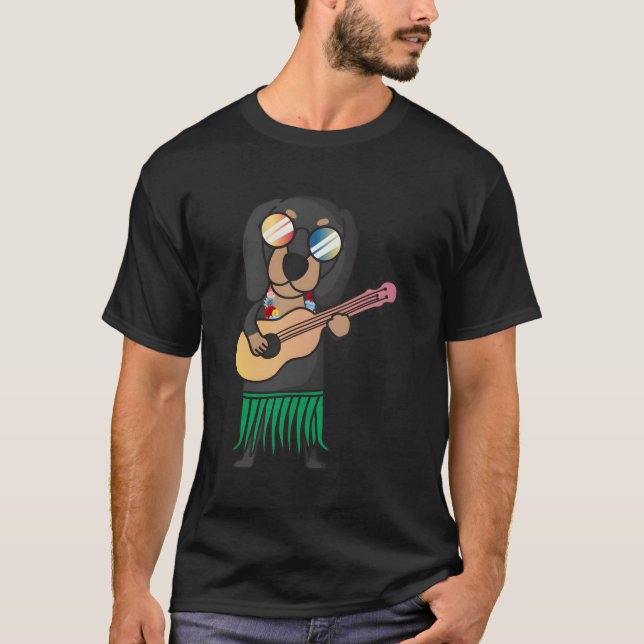 Camiseta Dachshund Dog Ukulele Luau Cute Funny Hawaii (Anverso)