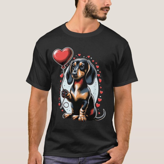 Camiseta Dachshund Dog Valentine's Day Dog Owner Valentine  (Anverso)