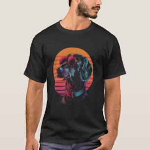 Camiseta Dachshund Dog Vaporwave Vintage Synthwave 70s 80s