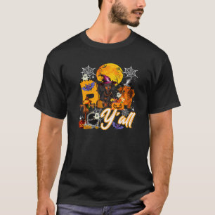 Camiseta Dachshund Dog Witch Boo Moon Pumpkin Halloween Spo