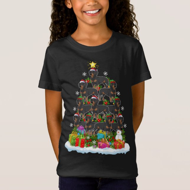 Camiseta Dachshund Dog Xmas Árbol iluminando Santa Dachshun (Anverso)