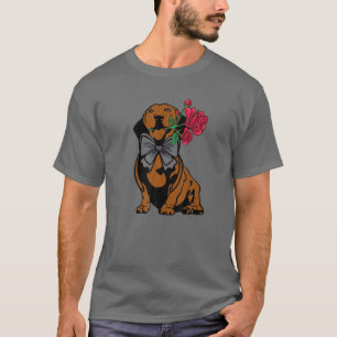 Camiseta Dachshund Doxie Mom Dad With Rosa Flower A Dachshu
