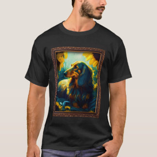 Camiseta Dachshund Doxie Pintando Flo de girasol
