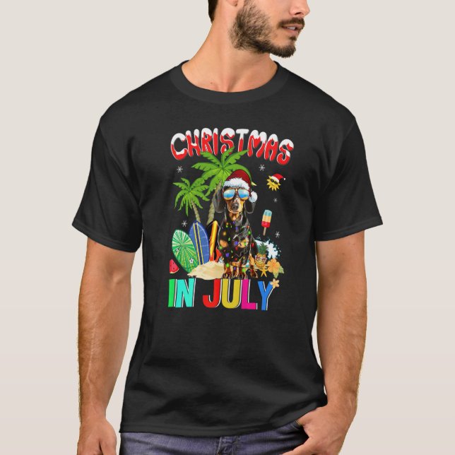 Camiseta Dachshund En Santa Hat Navidades De Gafas De Sol E (Anverso)