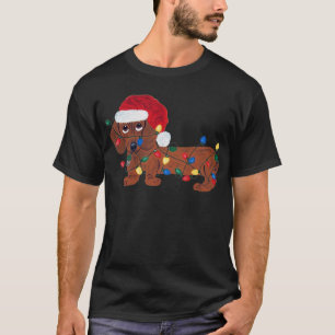 Camiseta Dachshund Enredado En Luces De Navidad 