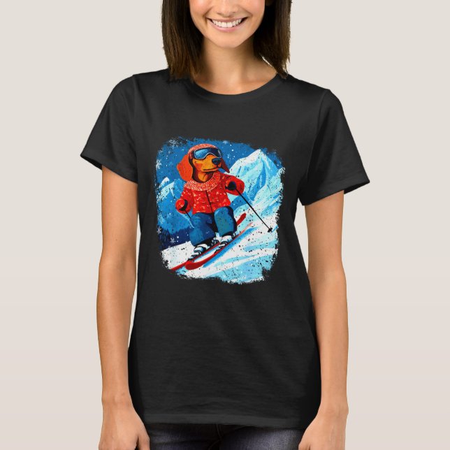 Camiseta Dachshund esquí  (Anverso)