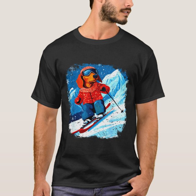 Camiseta Dachshund esquí  (Anverso)
