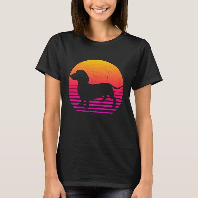 Camiseta Dachshund estilo retro 80 (Anverso)