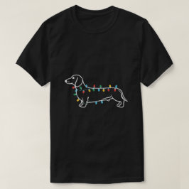 Camiseta Dachshund festivo con luces Navidades