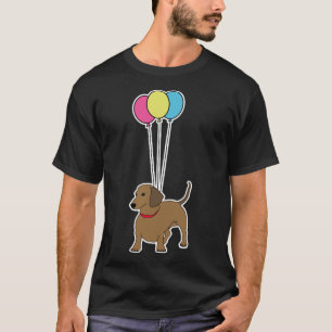 Camiseta Dachshund Flying With Balloons