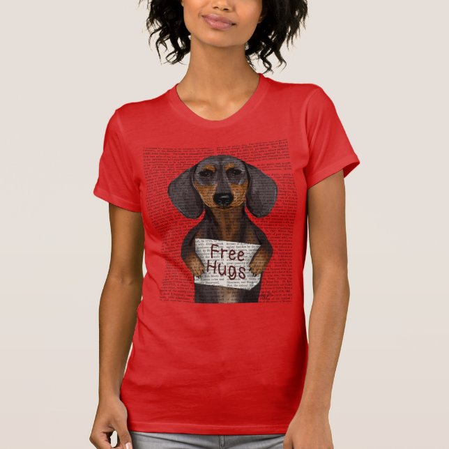 Camiseta Dachshund Free Hugs (Anverso)