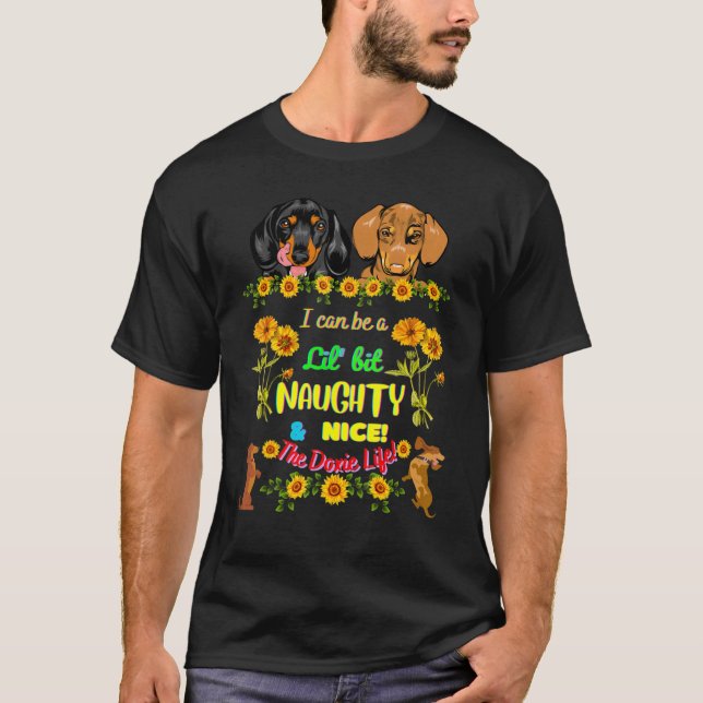 CAMISETA DACHSHUND FUNNY MASCOTA WIEND DOG CUTE NAUGHTY Y N (Anverso)