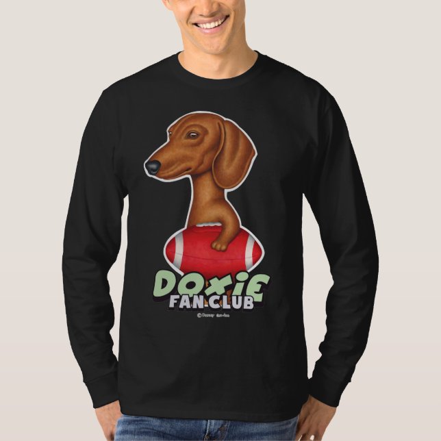 Camiseta Dachshund Funny Sostiene Fútbol (Anverso)
