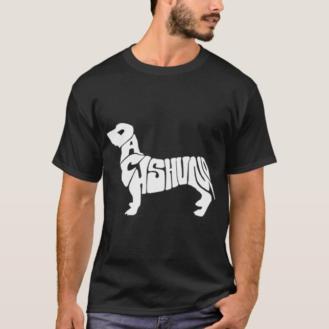 Camiseta Dachshund Funny Text Dog Tygraphy T Shirt  (Anverso)