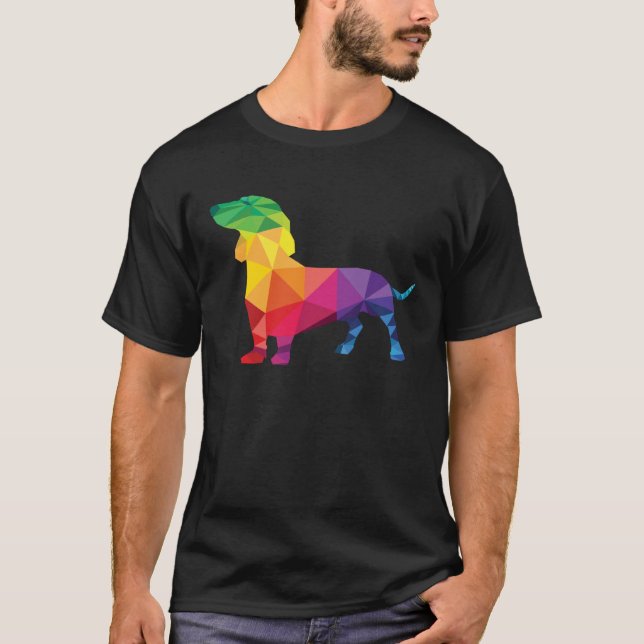 Camiseta Dachshund Gay Pride LGBT LGBTQ Rainbow Flag Dog (Anverso)