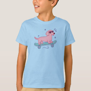 Camiseta Dachshund Genial Patinando Arte Divertido de Per