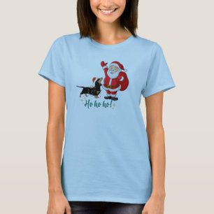 Camiseta Dachshund gracioso enreda en luces de Navidades