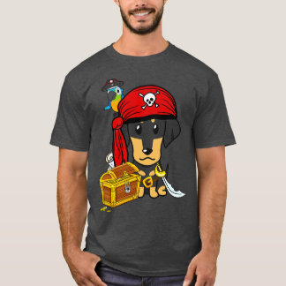 Camiseta Dachshund gracioso es un pirata