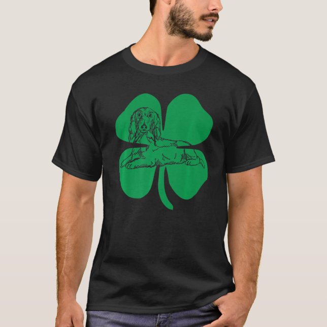 Camiseta Dachshund Green Shamrock Saint Patricks Day (Anverso)