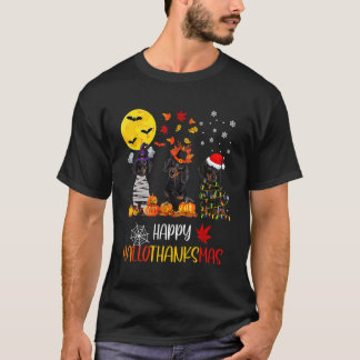 Camiseta Dachshund Halloween Feliz HalloThanksMas Otoño Gra