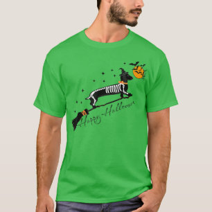 Camiseta Dachshund Halloween Skeleton Spooky Ghost Witch Pu