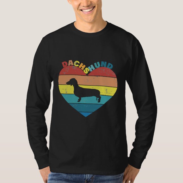 Camiseta Dachshund Halloween Vintage Sunset Heart (Anverso)