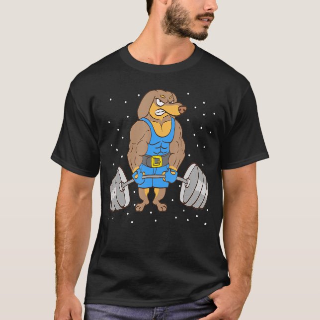 Camiseta Dachshund Halterofilia Gimnasio de levantamiento d (Anverso)