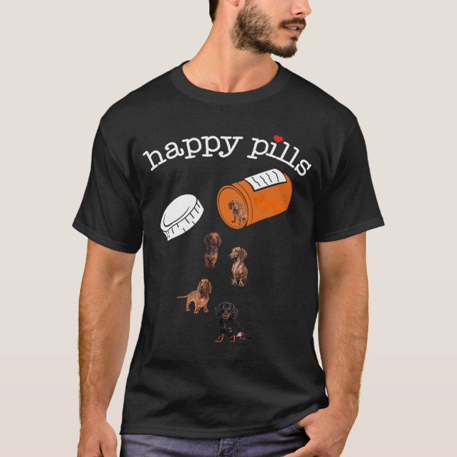 Camiseta Dachshund Happy Pills (Anverso)