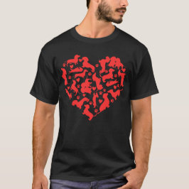 Camiseta Dachshund Heart Valentine