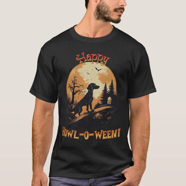 Camiseta Dachshund Howl-O-Ween (Anverso)