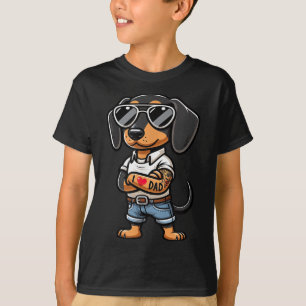 Camiseta Dachshund I Love Dad Funny Dog Tattoo
